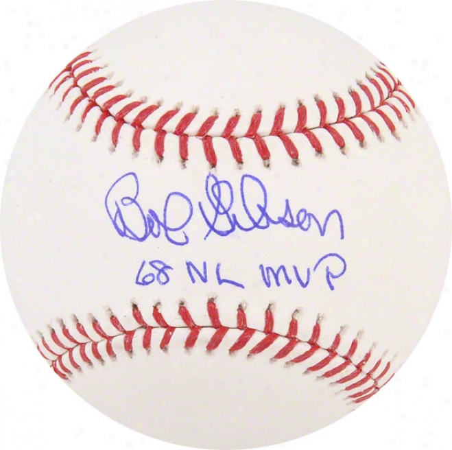 Angle  Gibson Autographed Baseball  Details: St. Louis Cardinals, With &quot68 Nl Mvp&quot Inscription