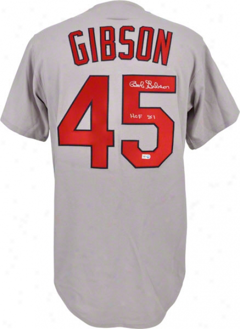 Bob Gibson Autographed Jersey  Details: St. Louis Cardinals, Grey, Throwback, With &quothof 81&quot Inscription