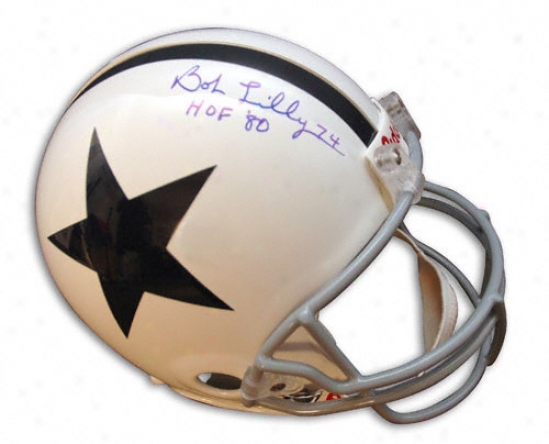 Bob Lilly Autographed Pro-line Helmet  Details: Dallas Cowboys, Throwback, Authentic Riddell Helmet, With ''hof 80'' Inscription