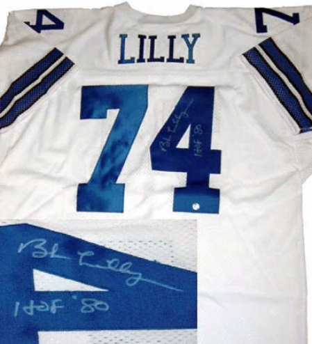 Bob Lilly Dallas Cowboys Autographed Throwback Jersey With Hof 80 Inscription