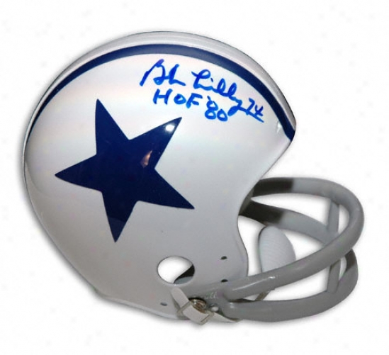 Bob Lilly Dallas Cowboys Autographed Throwback Mini Hlmet With ''hof 80'' Inscription