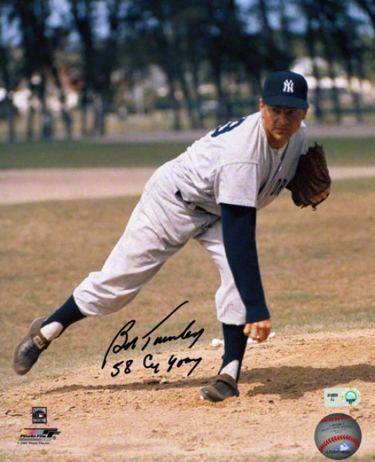 Bob Turley Autographed Photograph  Details: 58 Cy Youthful Inscription, 8x10