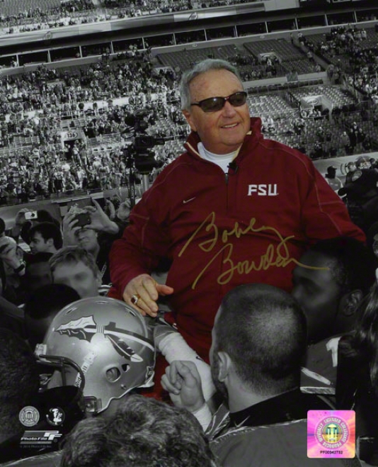 Bobby Bowden Autographed 8x10 Photograph  Details: Florida State Seminoles, Black And White, On Shoulders