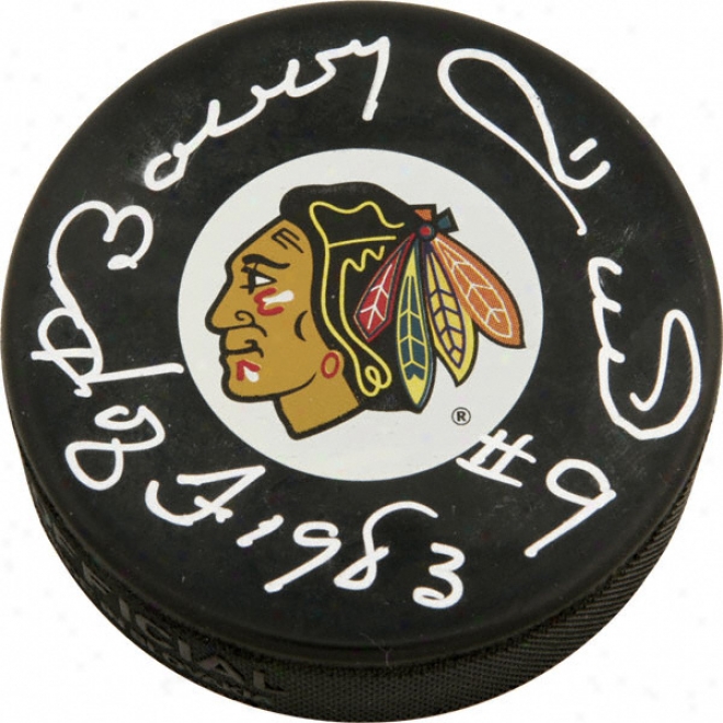 Bobby Hull Autographed Puck With Hof 83 Inscription