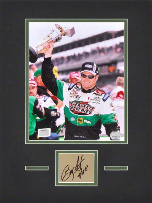 Bobby Labonte Matted 8x10 Photograph With Autographed Cut Piece