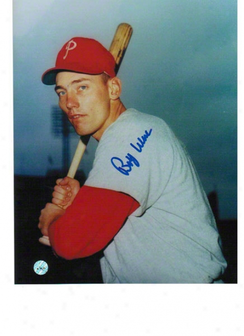 Bobby Wine Autographhed Philadelphia Phillies 8x10 Photo