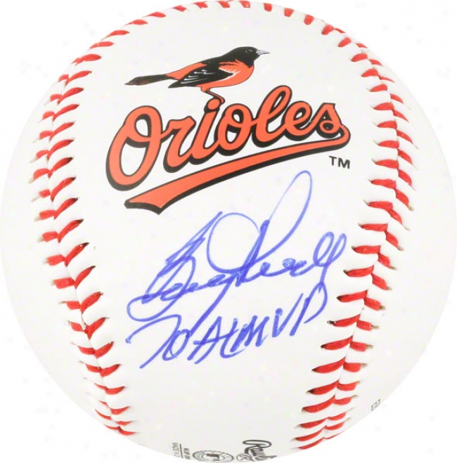 Boog Powell Autographed Baseball  Details: Orioles Logo Baseball, 70 Al Mvp Inscriltion