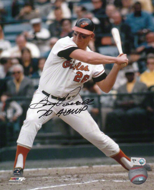 Boog Powell Baltmiore Orioles - Batting - Autographed 8x10 Photograph With 70 Al Mvp Inscription