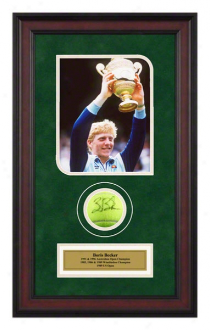 Boris Becker 1986 Wimbledon Championships Framed Autographed Tennis Ball With Photo