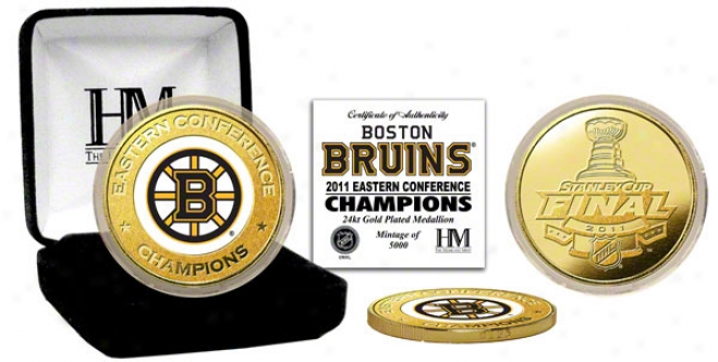 Boston Bruins 2011 Eastern Conefrence Champions 24kt Gold And Hue Coin