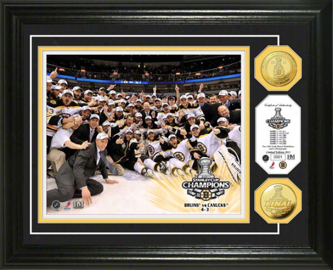 Boston Bruins 2011 Nhl Stanley Cup Champions Celebration 24kt Gold Coin Photo Mint