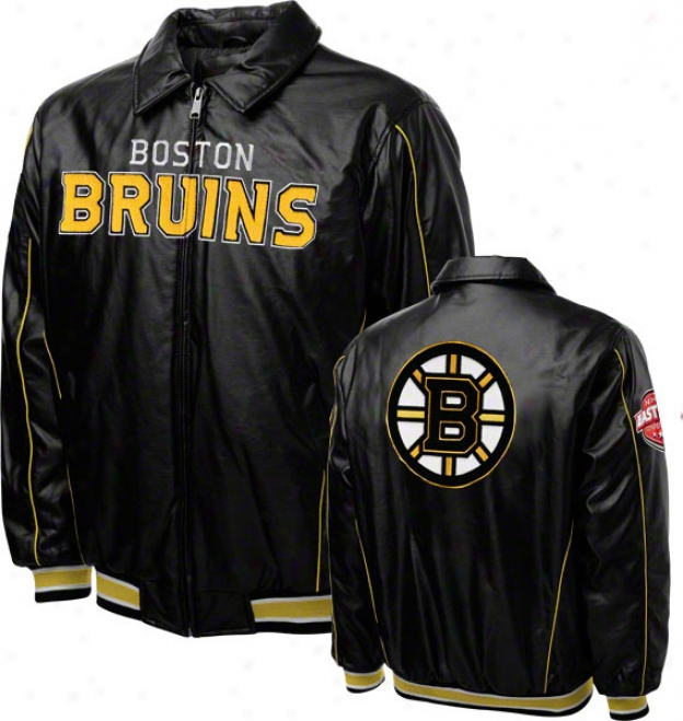 Boston Bruins Faux Leather Full-zip Varsity Jacket