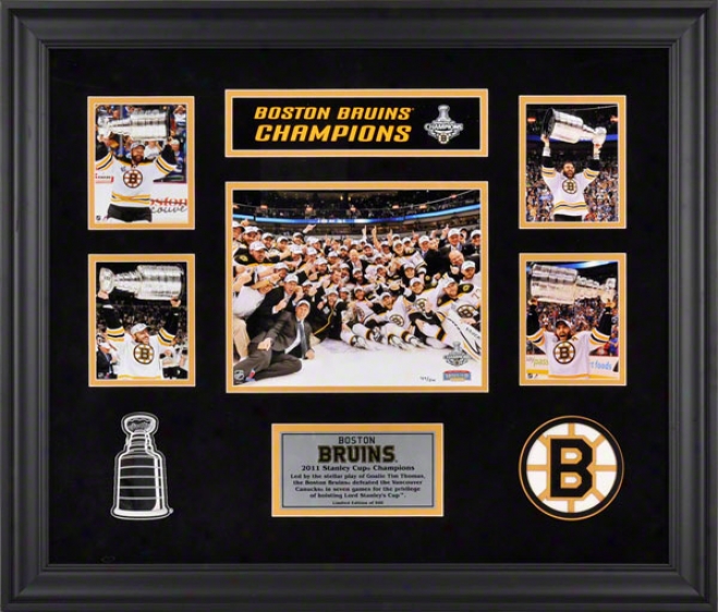 Boston Bruins Framed 5-photograph 2010-2011 Stanley Cup Champions Victory Collage