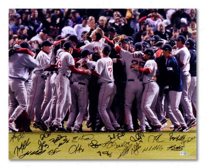 Boston Red Sox - 2007 World Series Celebration - Team Signed 16x20 Photograph With 22 Signatures