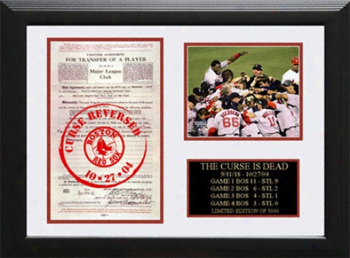 Boston Red Sox Curse Reversed Framed Team Celebration Photo With Babe Ruth Contract