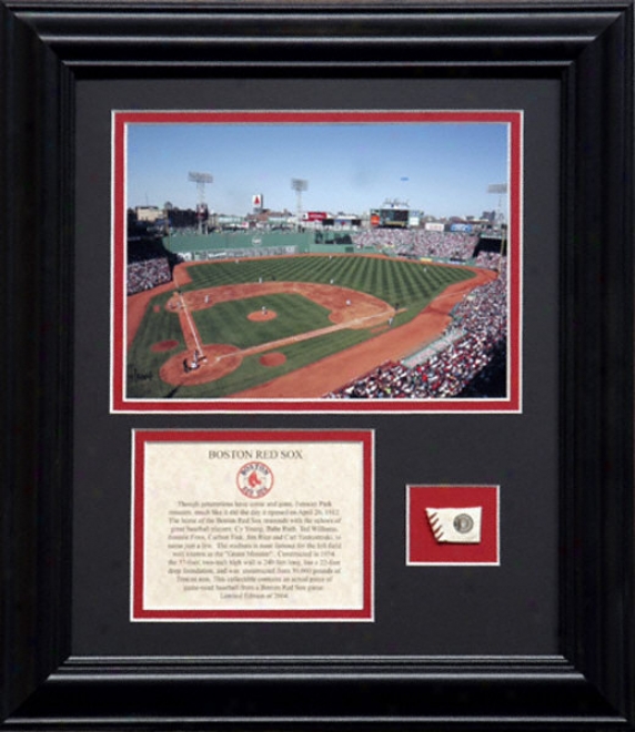 Boston Red Sox Framed 6x8 Stadium Photo With Made of ~ Used Baseball And Descriptive Plate