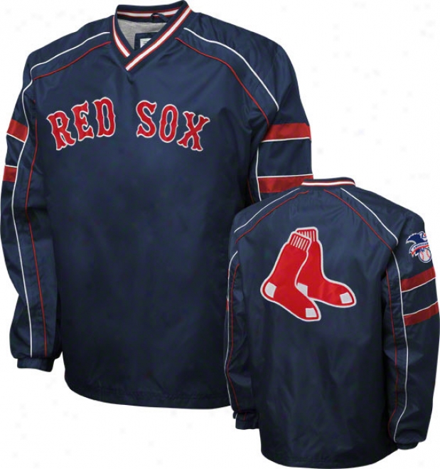 Boston Red Sox Navy V-neck Pullover Jacket