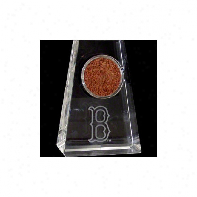 Boston Red Sox Tapered Crystal With Logo & Game Used Dirt- Boston &quotb&quot Logo