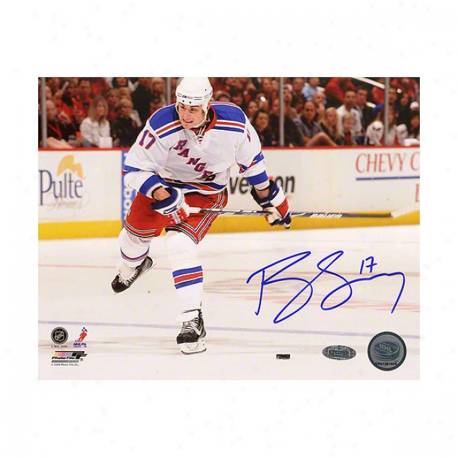 Brandon Dubinsky New York Rangers 16x20 Wbite Jersey Slap Shot Autographed Photograph