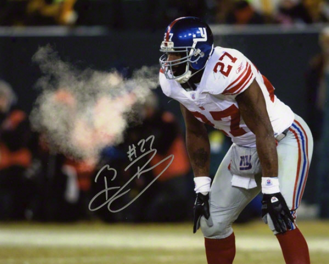 Brandon Jacobs Autographed 8x10 Photograph  Details: New York Giants, Hands On Knees