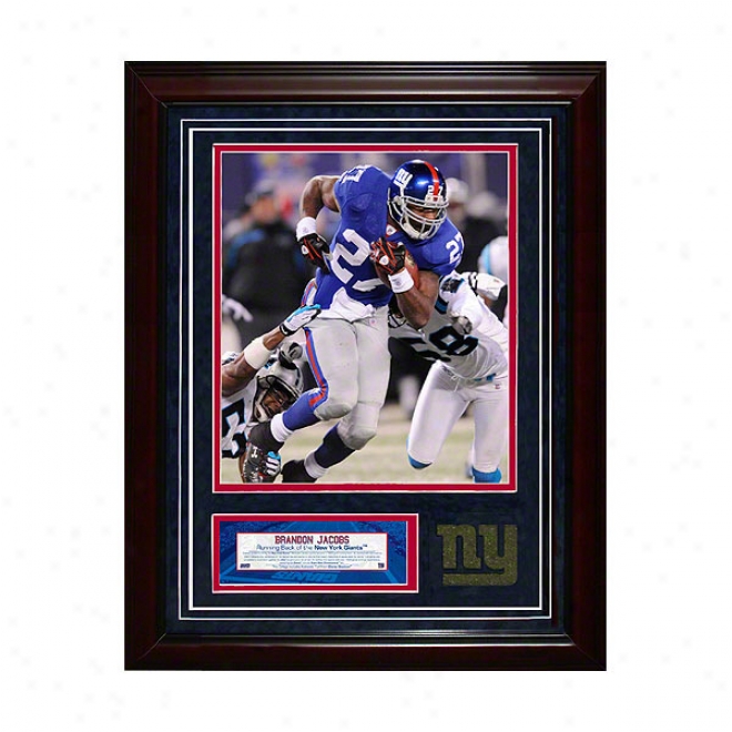 Brandon Jacobs New York Giants 11x14 Framed Collage With Game Used Turf Photo & Nameplate