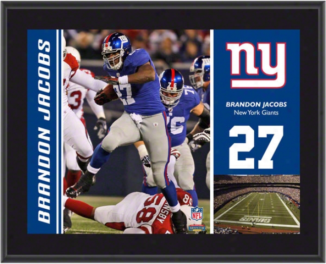 Brandon Jacobs lPaque  Details: New York Giants, Sublimated, 10x13, Nfl Plaque