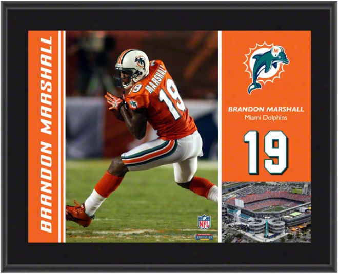 Brandon Marshall Plaqu e Details: Miami Dolphins, Sublimated, 10x13, Nfl Plaque