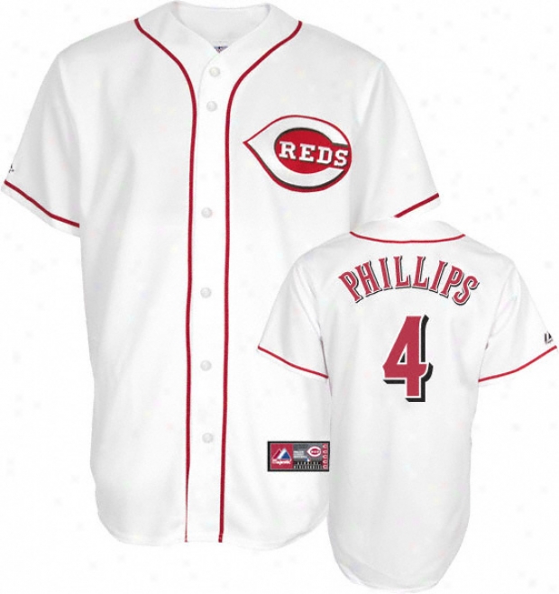 Brandon Phillips Jersey: Adult Majestic Home White Replica #4 Cincinnati Reds Jersey