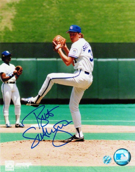 Bret Saberhagen Kansas City Royals Autographed 8x10 Photo Pitching In White Jersey