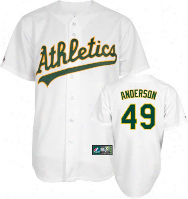 Brett Anderson Jersey: Adult Majestic Home White Replica #49 Oakland Athletics Jersey