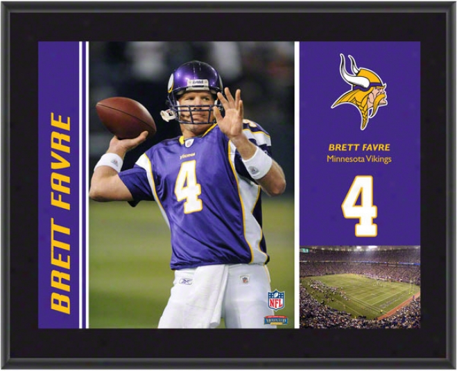 Brett Favre Plaque  Details: Minnesota Vikings, Sublimated, 1Ox13, Nfl Plaque