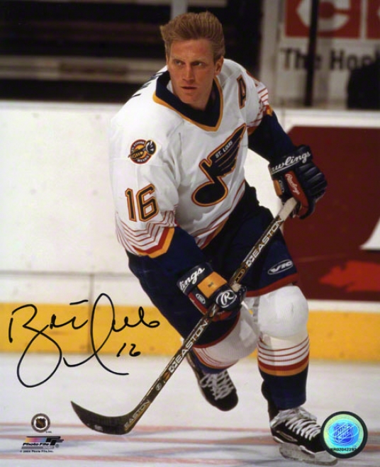 Brett Hull Autographed Photograph  Details: St. Louis Blues, Action, 8x10