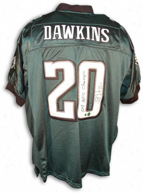 Brian Dawkins Autographed Jersey - Philadelphia Eagles Signed Jersey With 04 Nfc Champs Inscription