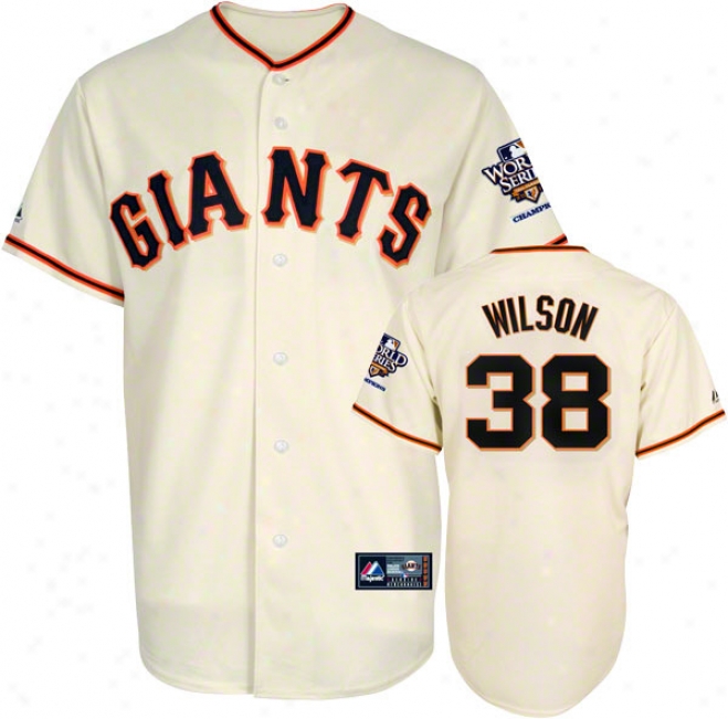 Brian Wilson Jersey: Sna Francisco Giants #38 Home Replica Jersey With 2010 Wotld Series Champs Patch