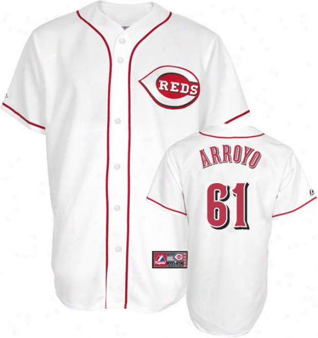 Bronson Arroyo Jersey: Adult Majestic Hkme White Replica #61 Cincinnati Redx Jersey