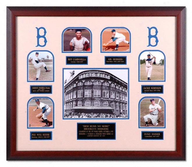 Brooklyn Dodgers - 1955 World Champions - Framed Display Piece With 7 Photos And Nameplates