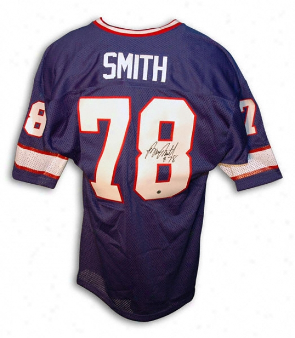 Bruce Smith Autohraphed Throwback Blue Jersey