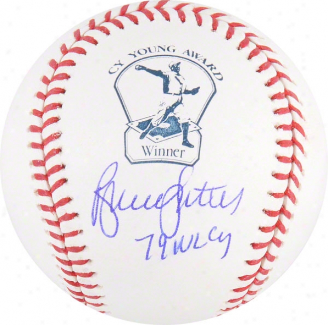 Bruve Sutfer Autographed Cy Young Logo Baseball  Details: 79 Nl Cy Inscription