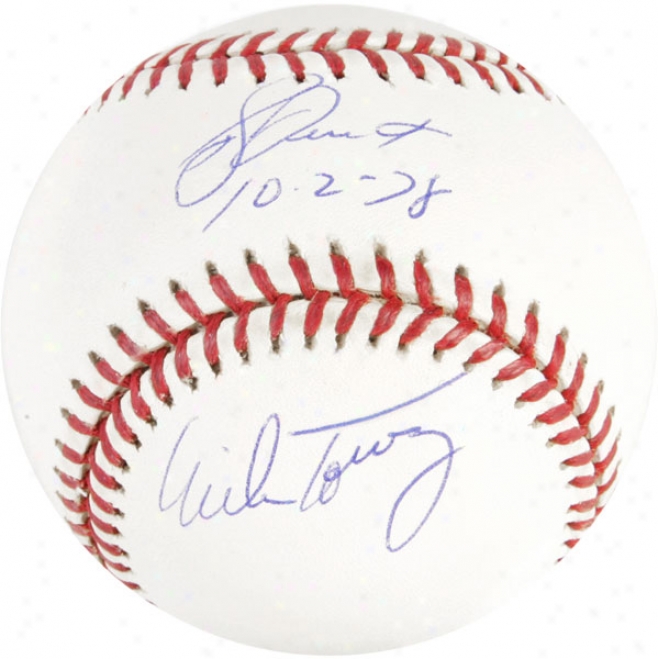 Bucky Dent And Mike Torrez Autographed Baseball  Details: Autographed American LeagueB aseball, 10-2-78 Inscription