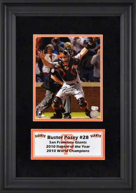 Buster Posey Framed Autographed 8x10 Photograph  Details: San Francisco Giants, With &quot10 Ws Champs&quot Inscription