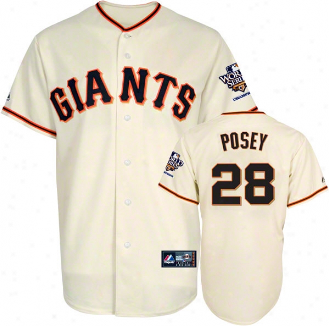 Buster Posey Jersey: San Francisco Giants #28 Home Replica Jersey Through  2010 World Series Champs Patch