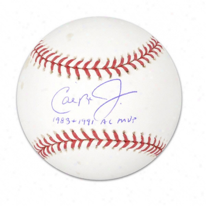 Cal Ripken Jr. Autographed Baseball  Details: 1983/91 Mvp Inscription