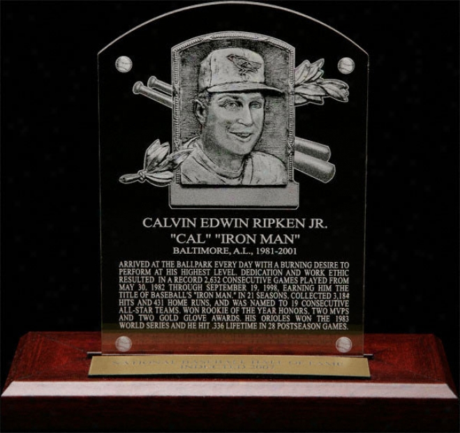 Cal Ripken Jr. Hof Plaque Etched Acrylic Desk Top Plsque