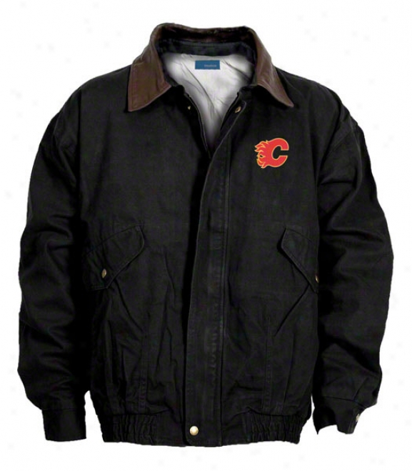 Calgary Flames Jacket: Black Reebok Navigator Jacket