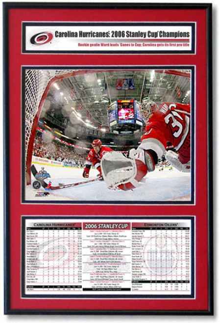 Cam Ward Carolina Hurricanes 2006 Stanley Draught Champions Frame (carolina Hurricanes 4 - Edmonton Oilers 3)