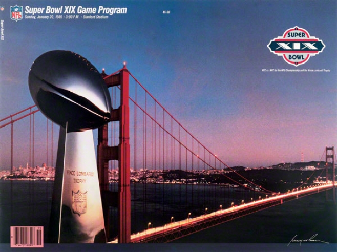 Canvas 22 X 30 Super Bowl Xix Program Print  Details: 1985, 49ers Vs Dolphins