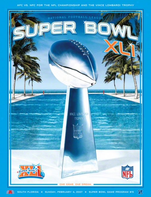 Cznvas 22 X 30 Super Bowl Xlj Program Newspaper  Details: 2007, Colts Vs Bears