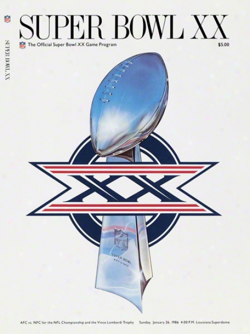 Canvas 22 X 30 Super Bowl Xx Program Print  Details: 1986, Bears Vs Patriots