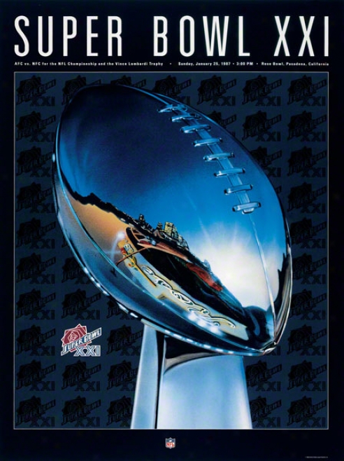 Canvas 22 X 30 Super Bowl Xxi Program Print  Details: 1987, Giants Vs Broncos