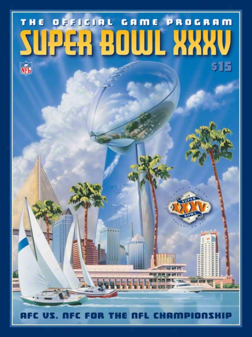 Canvas 22 X 30 Super Bowl Xxxv Program Priint  Details: 2001, Ravens Vs Giants